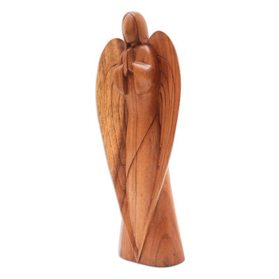 Wood sculpture, 'Angel in Peace' - Suar Wood Angel Sculpture from Bali