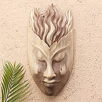 Wood mask, 'The Consciousness' - Hand Crafted Hibiscus Wood Mask