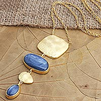 Gold-plated kyanite pendant necklace, 'Body and Soul' - Gold-Plated Kyanite Pendant Necklace from Bali