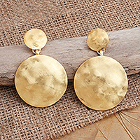 Gold-plated dangle earrings, 'Fairy Circle'