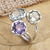 Multi-gemstone wrap ring, 'Lollipop Trio' - Hand Crafted Amethyst and Lemon Quartz Wrap Ring (image 2) thumbail
