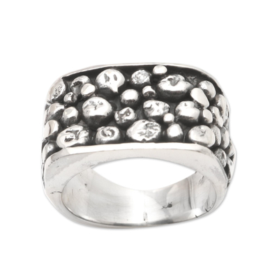 Men's sterling silver cocktail ring, 'Charcoal Shine' - Men's Sterling Silver Cocktail Ring from Bali