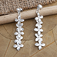Sterling silver dangle earrings, 'Silver Snow Garden'