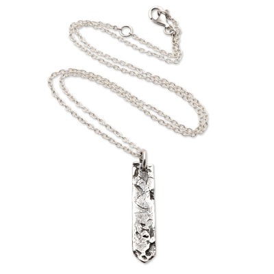 Men's sterling silver pendant necklace, 'Modern Cool' - Men's Oxidized Sterling Silver Pendant Necklace