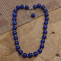 Halskette mit Achatperlen, „Abendcocktail in Mitternacht“ – Halskette aus balinesischem Sterlingsilber und Achatperlen