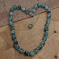 Agate beaded necklace, 'Evening Cocktail in Green'