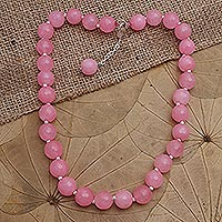 Agate beaded necklace, 'Evening Cocktail in Pink'