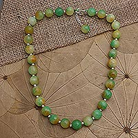 Agate beaded necklace, 'Evening Cocktail in Lime Green' - Sterling Silver and Green Agate Beaded Necklace