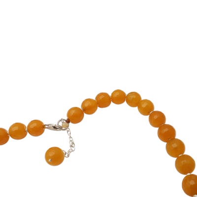 Agate beaded necklace, 'Evening Cocktail in Orange' - Sterling Silver and Orange Agate Beaded Necklace
