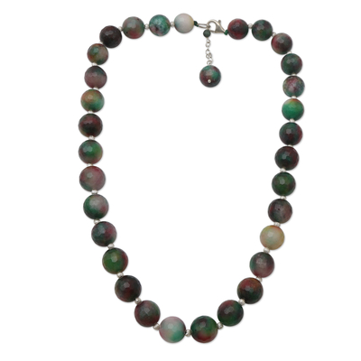 Agate beaded necklace, 'Evening Cocktail in Holiday' - Handcrafted Sterling Silver and Agate Beaded Necklace