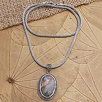 Agate pendant necklace, 'Supernatural Charm' - Handmade Agate and Sterling Silver Pendant Necklace
