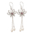 Cultured pearl and garnet dangle earrings, 'Passionate Lotus' - Handcrafted Cultured Pearl and Garnet Dangle Earrings thumbail