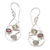 Multi-gemstone dangle earrings, 'Rainbow Skyline' - Hand Made Peridot and Garnet Dangle Earrings thumbail