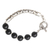 Onyx beaded bracelet, 'Dark Journey' - Onyx and Sterling Silver Beaded Bracelet from Bali