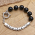 Onyx beaded bracelet, 'Dark Journey' - Onyx and Sterling Silver Beaded Bracelet from Bali