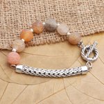Sterling silver and agate bracelet, 'Sensations' - Agate and Sterling Silver Beaded Bracelet