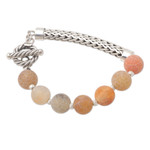 Sterling silver and agate bracelet, 'Sensations' - Agate and Sterling Silver Beaded Bracelet