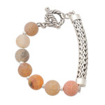 Sterling silver and agate bracelet, 'Sensations' - Agate and Sterling Silver Beaded Bracelet