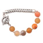 Sterling silver and agate bracelet, 'Sensations' - Agate and Sterling Silver Beaded Bracelet