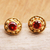 Gold-plated garnet stud earrings, 'Balinese Offering' - Gold-Plated Garnet Stud Earrings from Bali thumbail