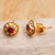 Gold-plated garnet stud earrings, 'Balinese Offering' - Gold-Plated Garnet Stud Earrings from Bali (image 2b) thumbail