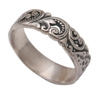 Sterling silver band ring, 'Ayung Journey' - Hand Made Balinese Sterling Silver Band Ring