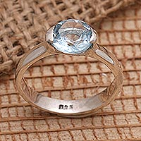 Blue topaz single stone ring, 'Your Sparkle' - Sterling Silver and Blue Topaz Single Stone Ring