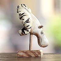 Estatuilla de madera, 'Pequeño hipopótamo' - Estatuilla con temática de hipopótamo de madera Jempinis