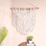 Cotton macrame wall hanging, 'Bohemian Whimsy' - Bohemian Cotton Macrame Wall Hanging