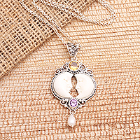 Multi-gemstone pendant necklace, 'Perfect Moment'