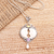 Multi-gemstone pendant necklace, 'Perfect Moment' - Amethyst and Citrine Crescent Moon Pendant Necklace (image 2) thumbail