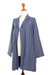 Handwoven cotton blazer, 'Cloudy Lady' - Easy Fit Handwoven Blue Cotton Blazer Jacket (image 2d) thumbail