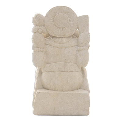 Sandstone statuette, 'Ganesha's Blessing' - Hand Made Sandstone Ganesha Statuette