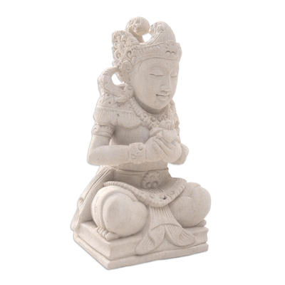 Sandstone statuette, 'Arjuna's Peace' - Hand Carved Sandstone Statuette from Bali