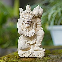 Sandstone statuette, 'General Hanoman' - Handcrafted Balinese Sandstone Statuette
