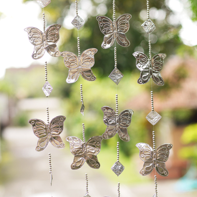 aluminium holiday garland, 'Winged Holiday' (set of 4) - aluminium Butterfly-Themed Holiday Garland (Set of 4)