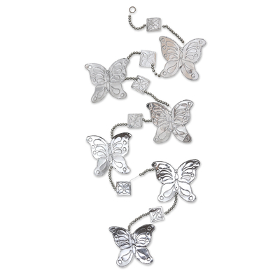 Aluminum Butterfly-Themed Holiday Garland (Set of 4)