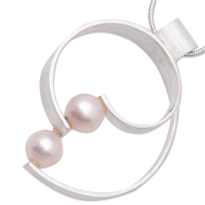 collar con colgante de perlas cultivadas - collar de perlas cultivadas color melocotón