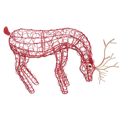 estatuilla de hierro - Decoración navideña de renos de hierro forjado.