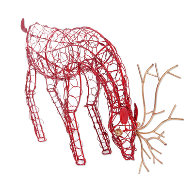 estatuilla de hierro - Decoración navideña de renos de hierro forjado.