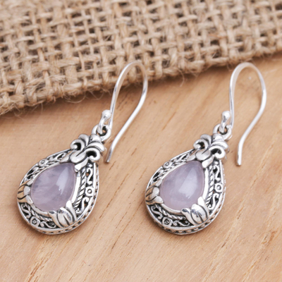 Rose quartz dangle earrings, 'Pink Shade' - Rose Quartz and Sterling Silver Dangle Earrings