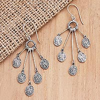 Sterling silver dangle earrings, 'Lantern of Spirits' - Hand Crafted Sterling Silver Dangle Earrings