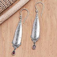Garnet dangle earrings, 'Trust in Me' - Handmade Garnet and Sterling Silver Dangle Earrings
