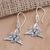Sterling silver dangle earrings, 'Orchid Sparkle' - Sterling Silver Orchid-Motif Dangle Earrings (image 2b) thumbail