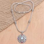 Gold-accented multi-gemstone pendant necklace, 'Blowing in the Wind' - Gold-Accented Birthstone Pendant Necklace