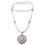 Gold-accented multi-gemstone pendant necklace, 'Blowing in the Wind' - Gold-Accented Birthstone Pendant Necklace