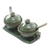 Ceramic condiment set, 'Sacred Frog' (5 pcs) - Handmade Ceramic Frog-Motif Condiment Set (5 Pcs) (image 2b) thumbail