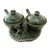Ceramic condiment set, 'Frog and Leaf' (5 pcs) - Hand Made Ceramic Condiment Set with Frog Motif (5 Pcs) (image 2a) thumbail
