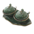 Ceramic condiment set, 'Little Frogs' (5 pcs) - Leaf and Frog Ceramic Condiment Set (5 Pcs) (image 2a) thumbail