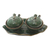 Ceramic condiment set, 'Little Frogs' (5 pcs) - Leaf and Frog Ceramic Condiment Set (5 Pcs) (image 2c) thumbail